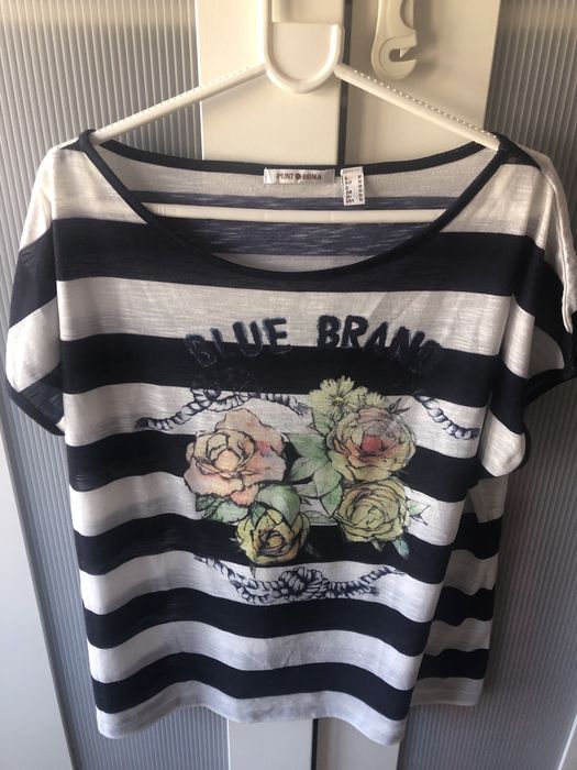 T-shirt riscas azuis e brancas marca Punto Roma - Tam. M