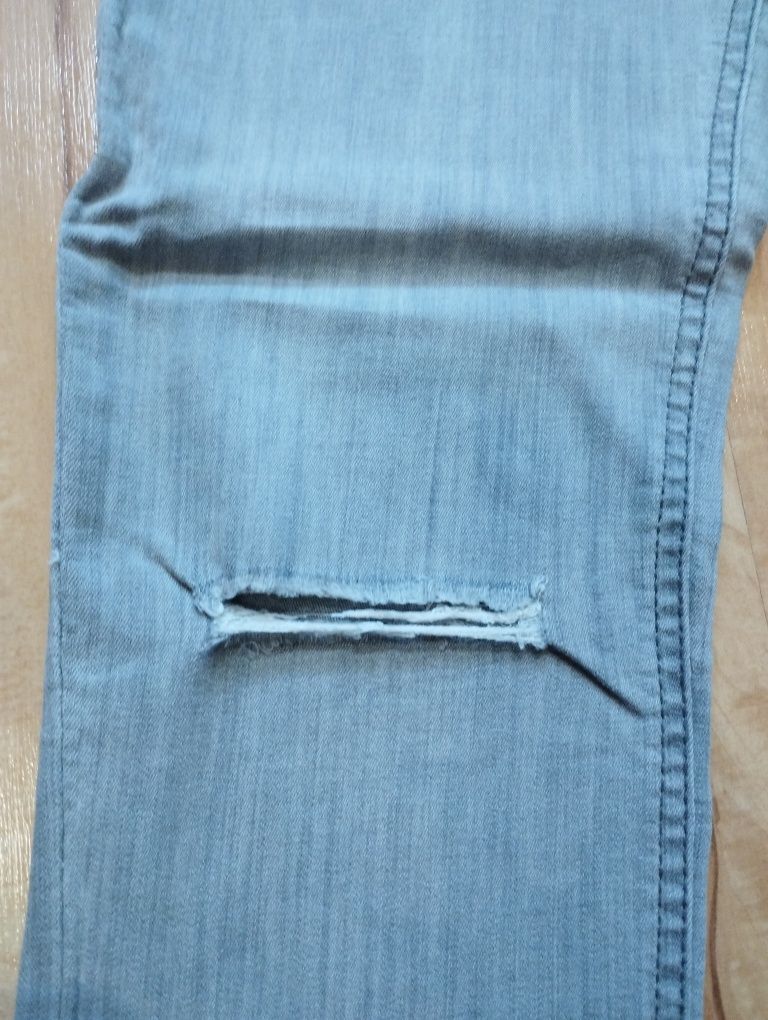Szare spodnie skinny jeansy dżinsy wąskie z wysokim stanem