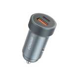 Foneng Ładowarka Samochodowa C16 - Usb + Typ C - Pd 30W 3A Srebrna