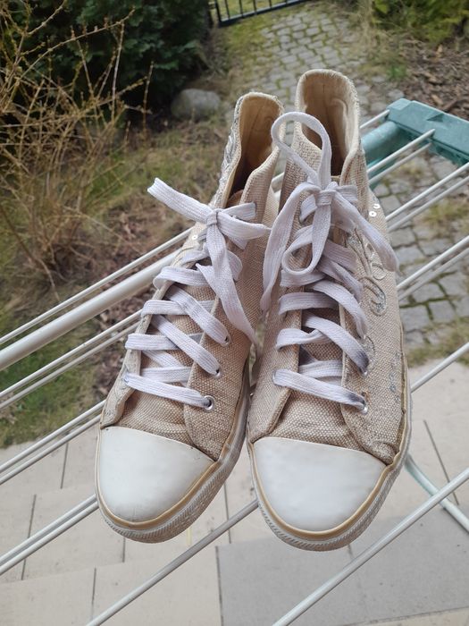 Trampki z juty z cekinami 41