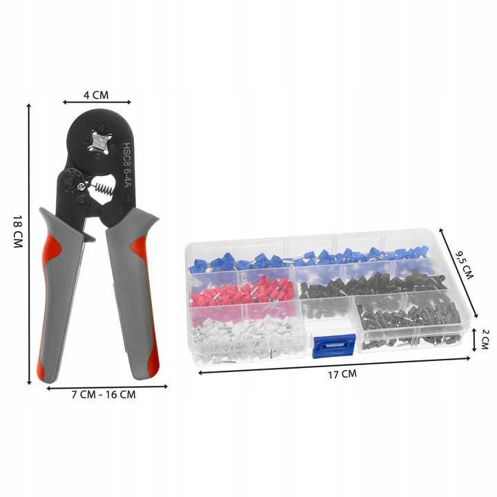 Zaciskarka praska do tulejek końcówek 0,25-10mm2 + tulejki