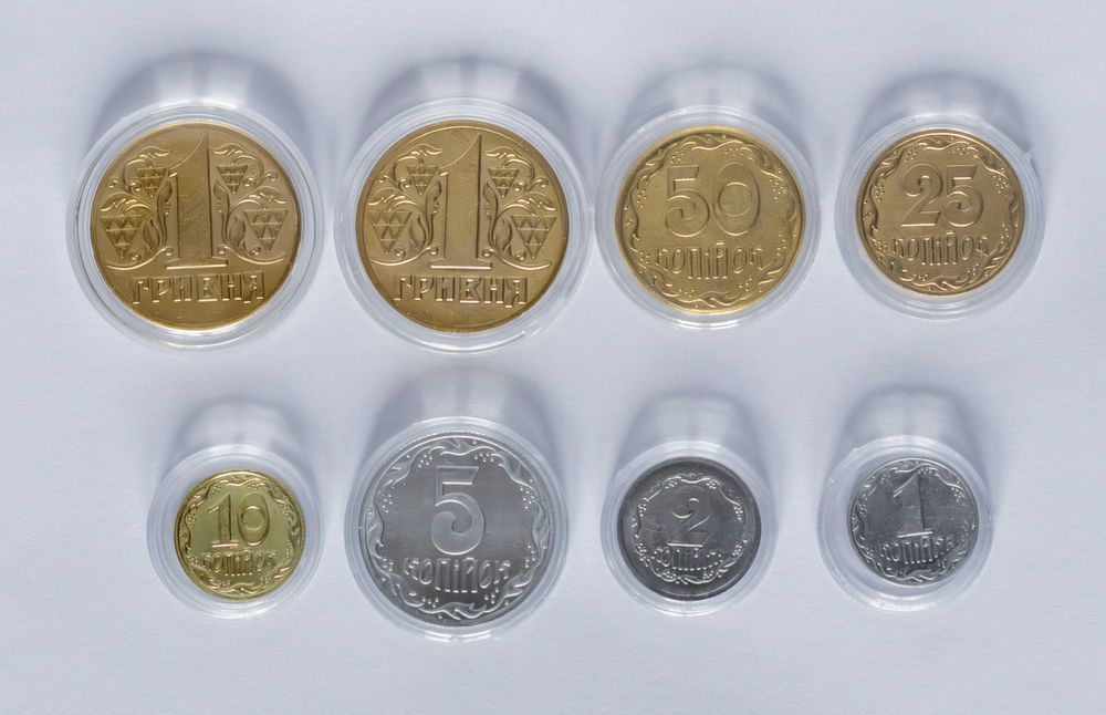Монети 1, 2, 5, 10, 25, 50 копійок, 1 гривня, (1992 1994 1995)