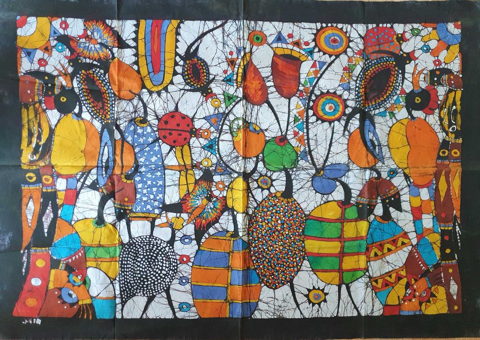 Batique Moçambicano - Tela Tecido Quadros Pintado Mao - Arte Africana