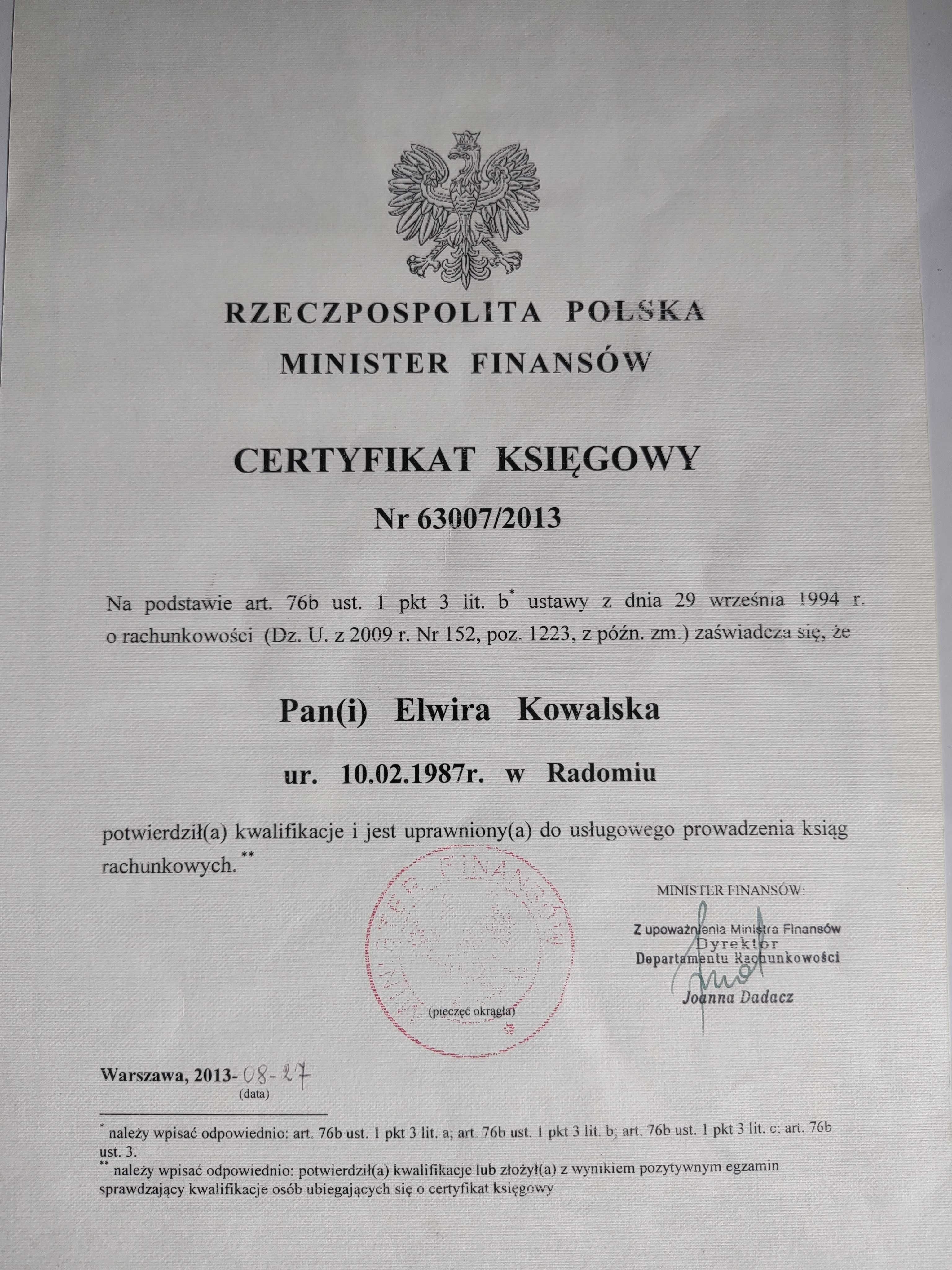 Biuro Rachunkowe EWA mgr Elwira Kowalska