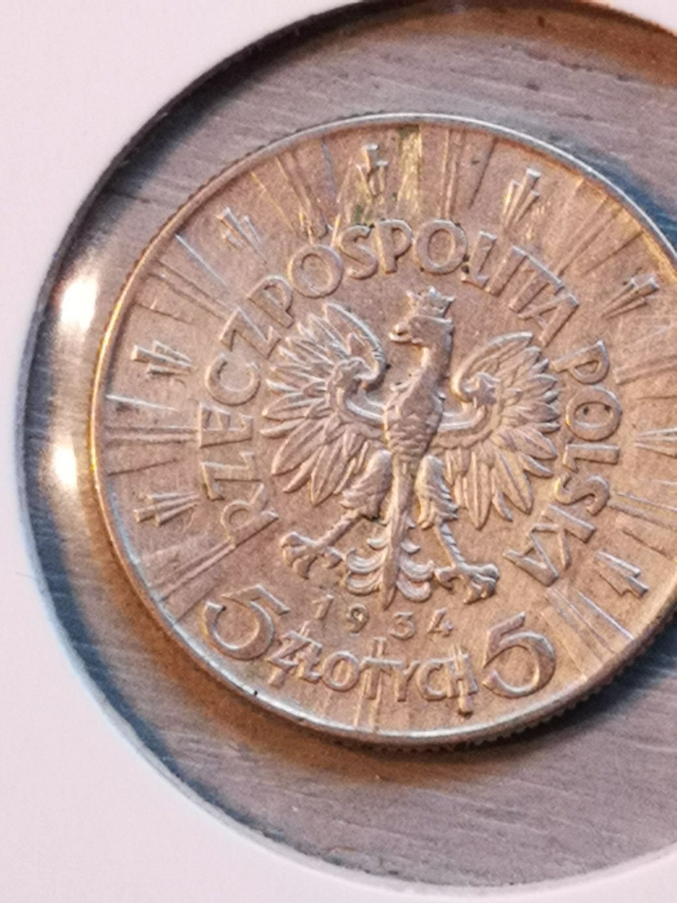 Moneta obiegowa II RP 5zl Józef Piłsudski 1934r