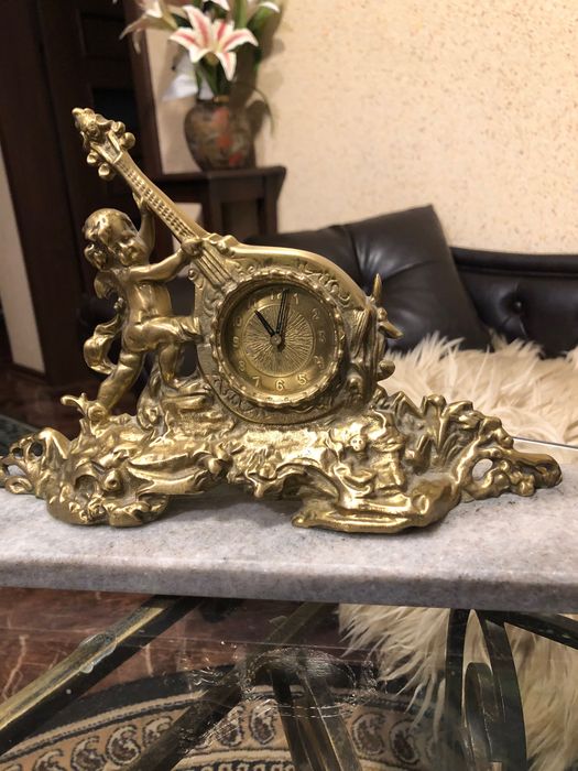 Zegar kominkowy mosiądz marmur dziecko