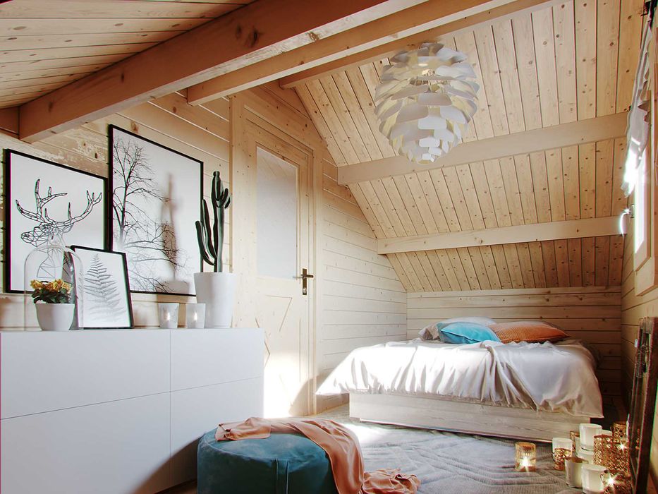 Drewniany domek letniskowy z poddaszem bez pozwolenia 5x7m