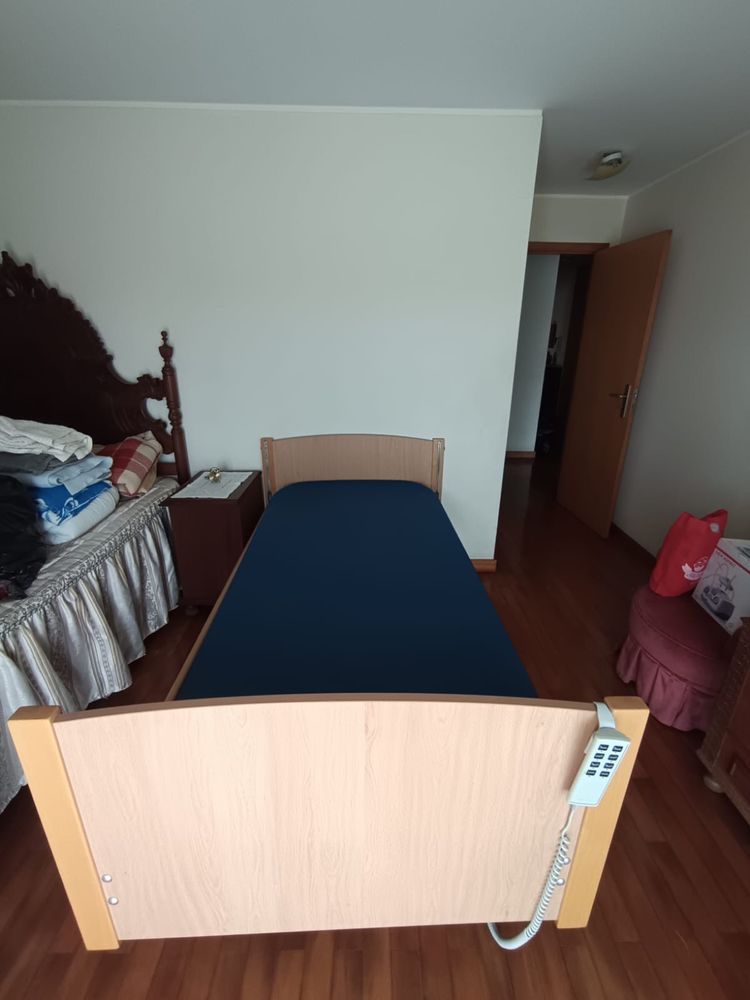 cama articulada com carro elevador estrado eletrico+colchão viscoflex