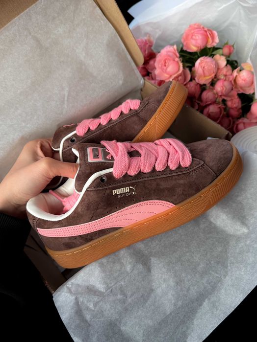 37р Кеди Puma Suede XL Brown Pink коричневі пума рожеві