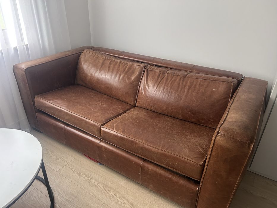 Kanapa sofa skóra skórzana rozkładana
