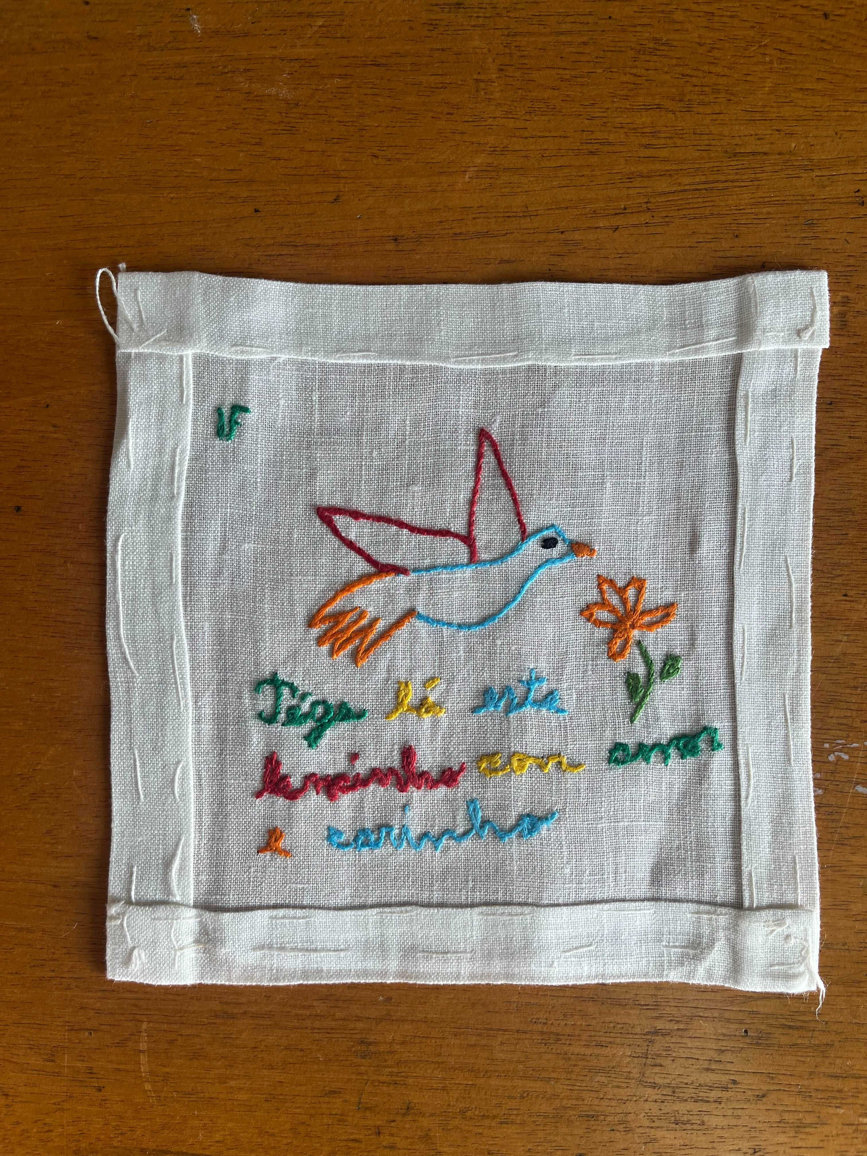 Coleção de 5 Lenços de Namorados 15x15cm em linho, para emoldurar