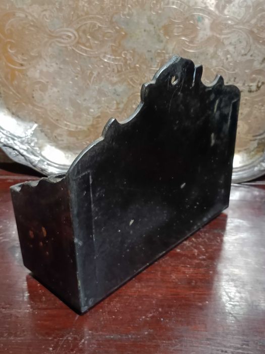 Porta-cartas Madeira Lacada Charão China Séc XIX 19,8 cm Pintado à mão