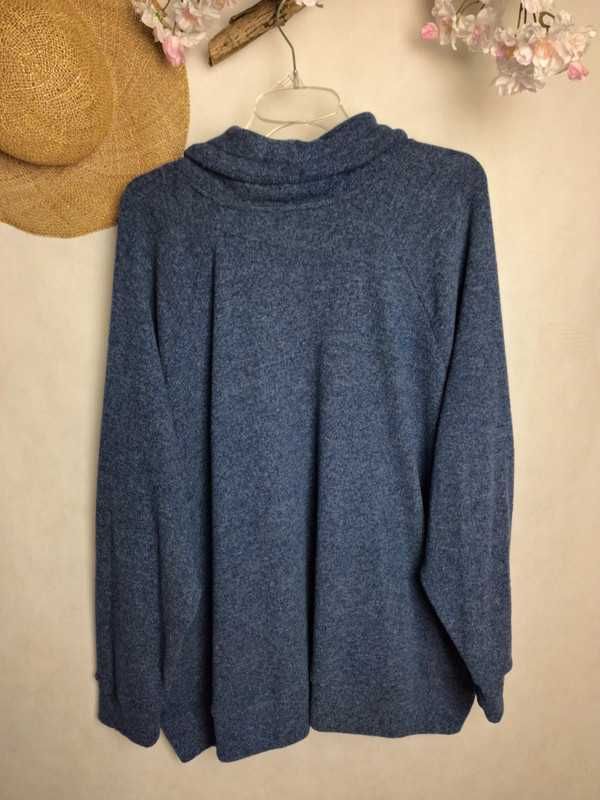 Cienka bluza miękki sweter granatowy pod ocieplacz 52 24 6XL