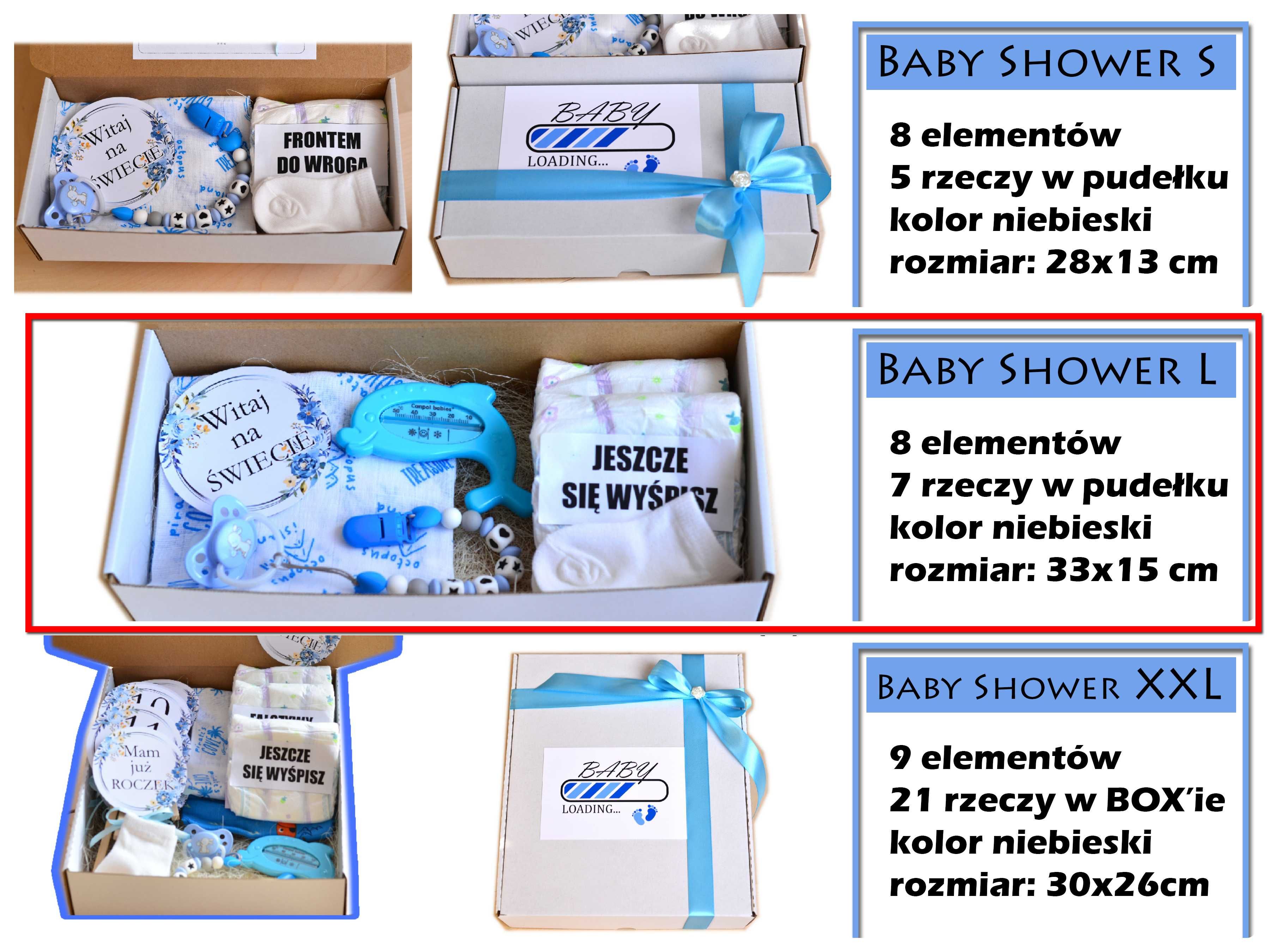 Piękny ZESTAW prezentowy BOX na BABY  Shower dla Chłopca