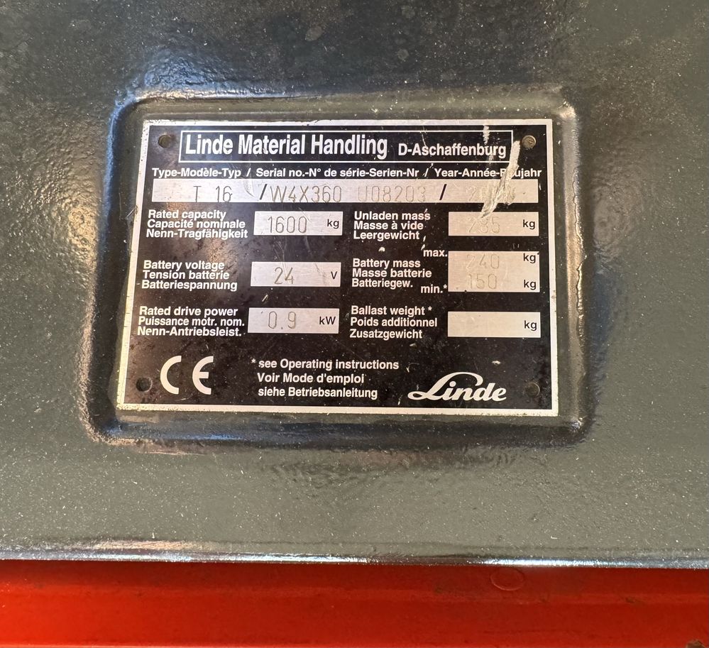 Електричний візок (рокла) електро навантажувач Linde T16