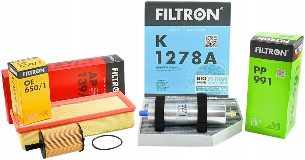 Filtr oleju OE650/1, powietrza AP139/4, kabinowy, K1278A, paliwa PP991