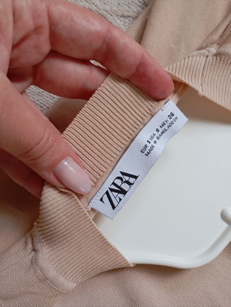 ZARA S semi-sheer karmelowy półprzezroczysty sweter