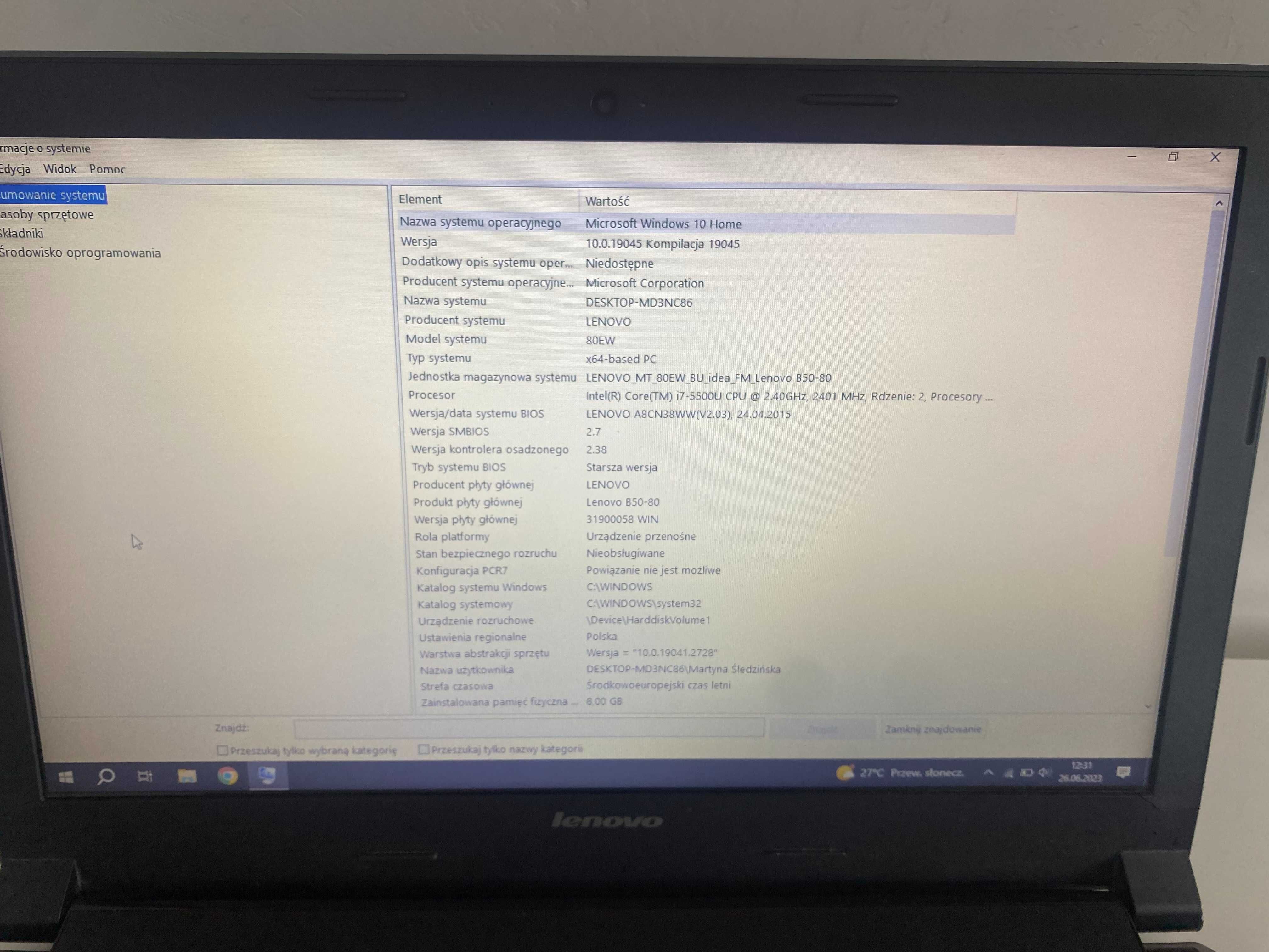 laptop Lenovo B50-80