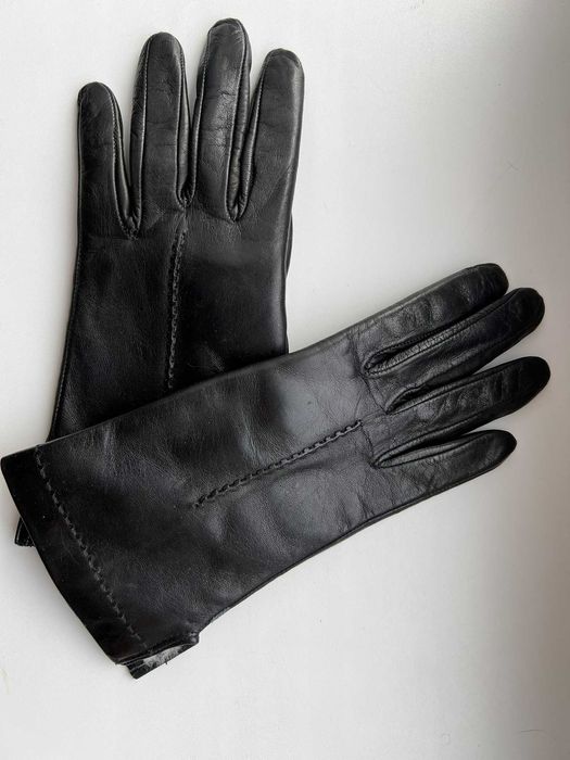 Жіночі шкіряні рукавички на натуральному хутрі (р.7)