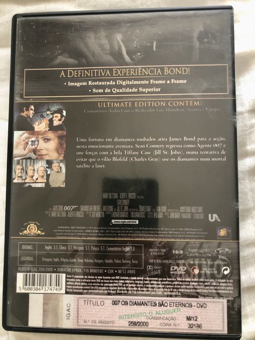 007 Os Diamantes São Eternos Disco 9Gb - Vai por Ctt incluídos