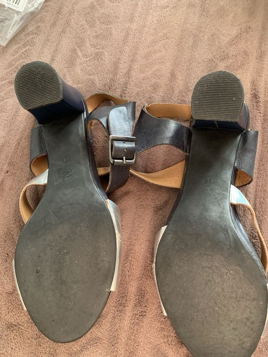 Sandaly granatowe srebrne Eksbut 37,5 skora