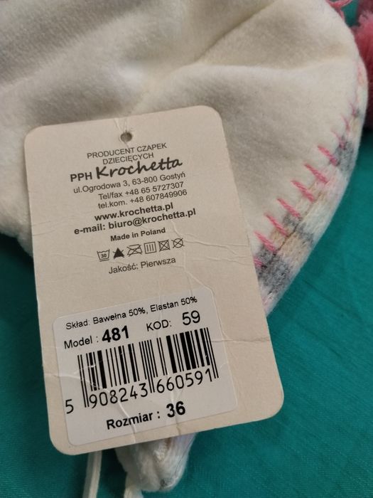 Czapeczka niemowlęca zimowa wiązana