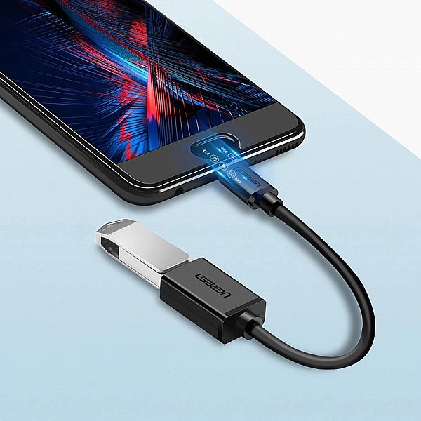 Kabel Ugreen US133, 10396 micro USB (męski) / USB-A (żeński) OTG płask