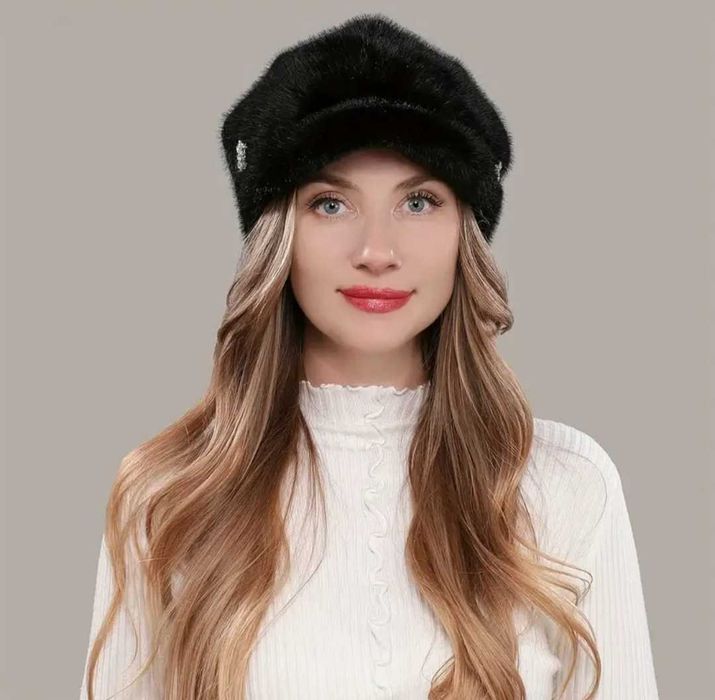 Зимова шапка, капелюх зі штучного хутра, як натуральний