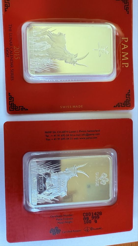 Barras de prata 100g certificadas