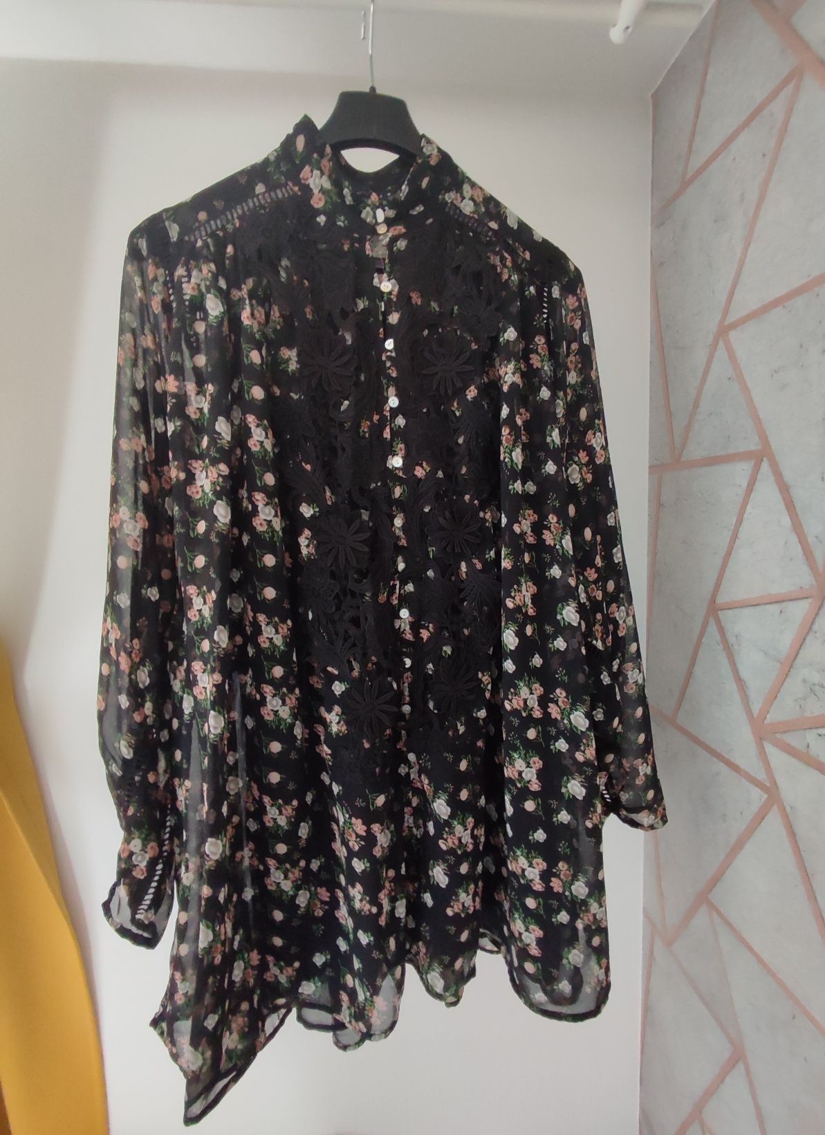 Zara kombinezon sukienka szyfonowy kwiaty oversize