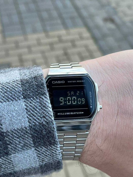 Годинник A168 WEM Silver/Black | Часы касио A159W | Мужские Винтаж AQ