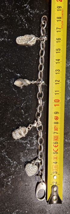 Bransoletka Yes srebrna 925 z charmsami apart w. Kruk i yes cyrkonie