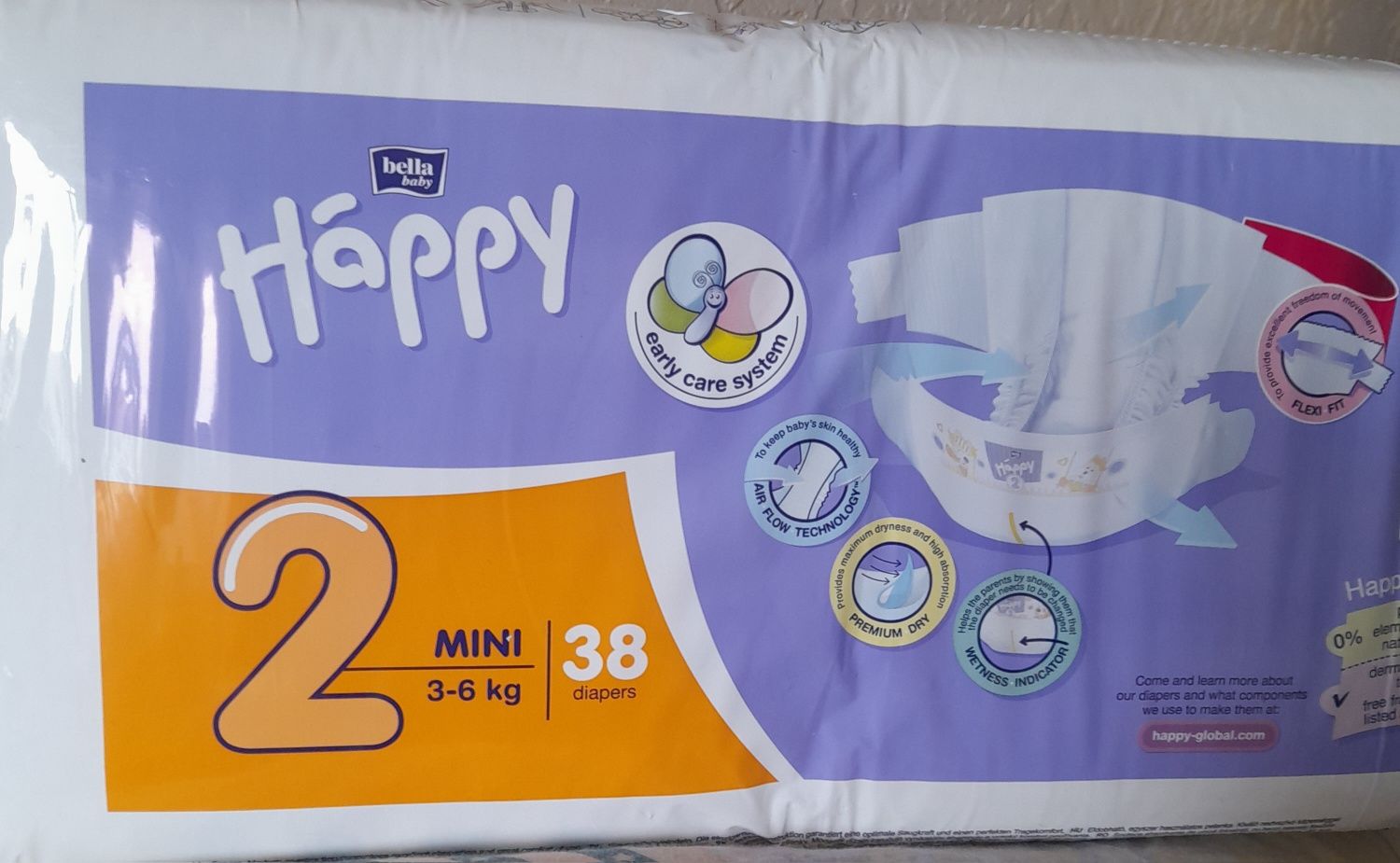 Дитячі підгузки "Happy" Mini 2, 38 шт.