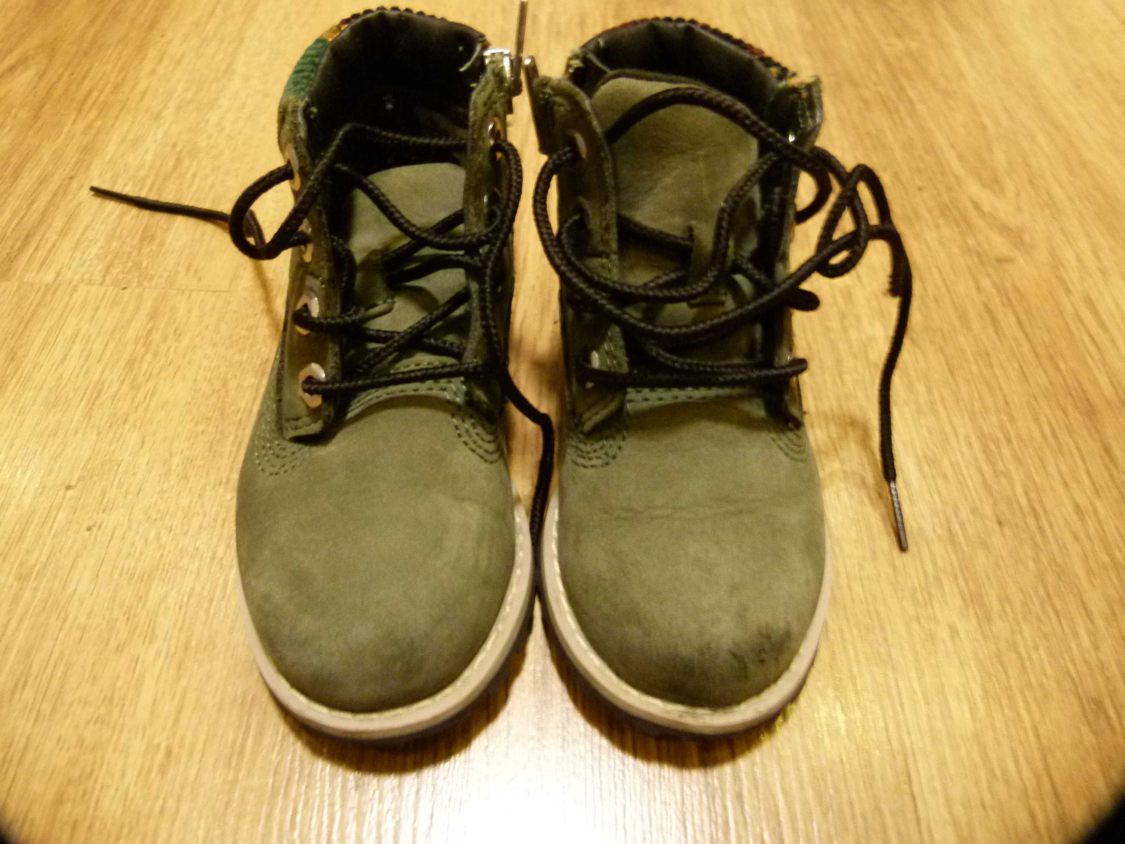 rozm 23 Timberland buty trapery zielone khaki zamszowe chłopięce