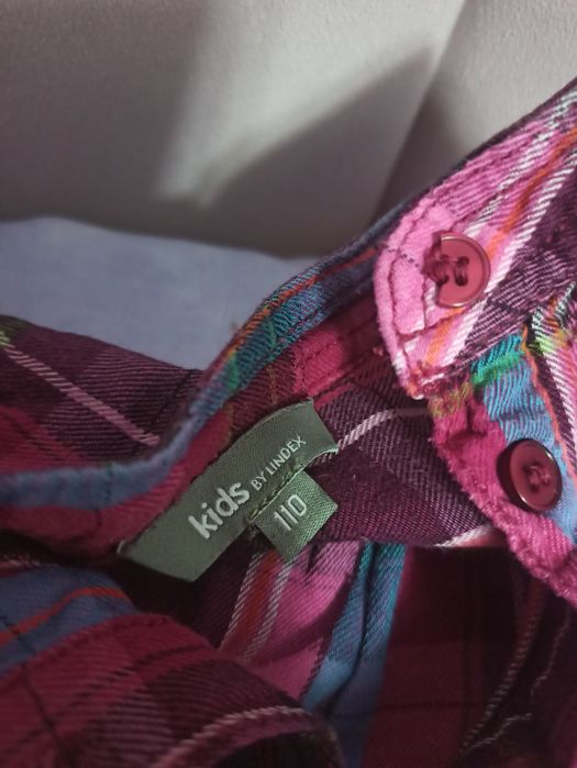 Koszula bluzka kratka, podwinięty rękaw.