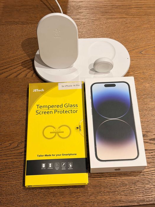 iPhone 14 Pro 128Gb + wireless charger belkin 3 em 1 + vidro protetor