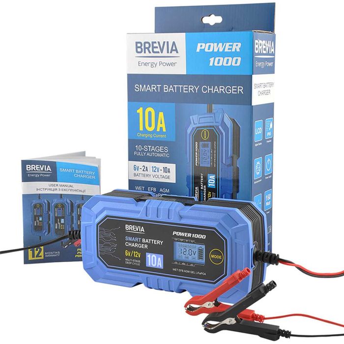 Зарядний пристрій АКБ Brevia Power 6/12В 200А·год 10А  (21000EP)