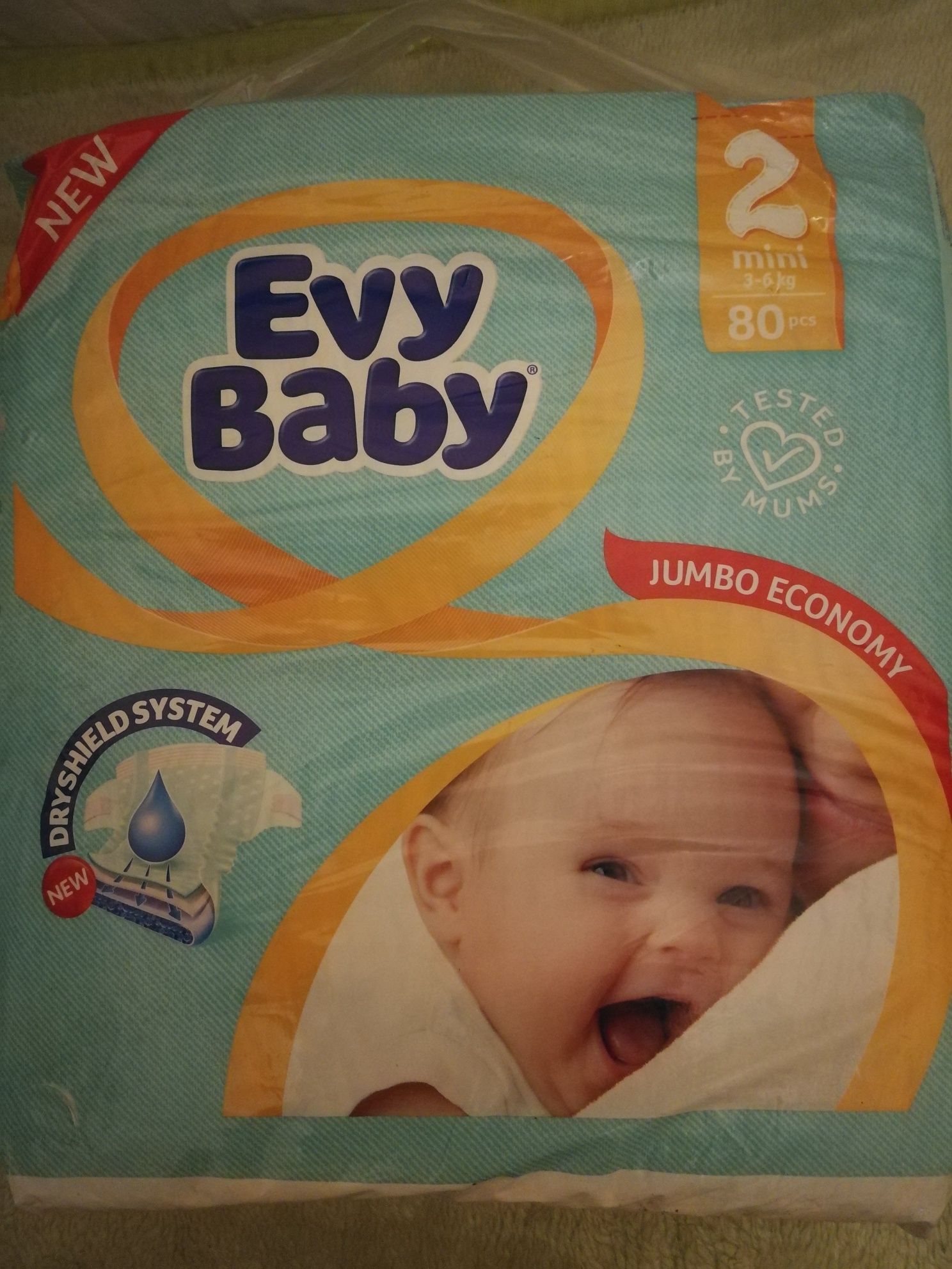 Памперсы Evy baby 2 mini 3-6 кг, 80 шт