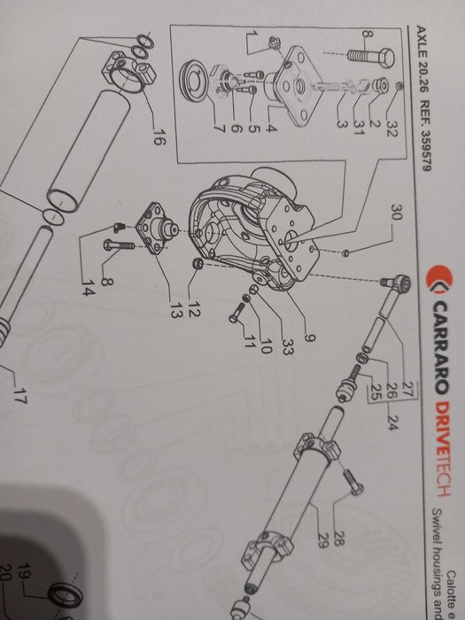 Czop sworzeń zwrotnicy CARRARO 4-otwory dolny fi-28mm DEUTZ FAHR