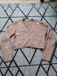 Sweterek krótki damski brązowy karmwelowy hoseL 40