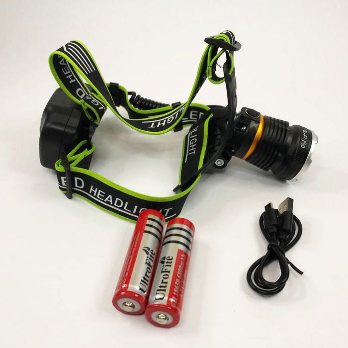 Налобный фонарь Bailong BL-A7-P50, zoom, microUSB