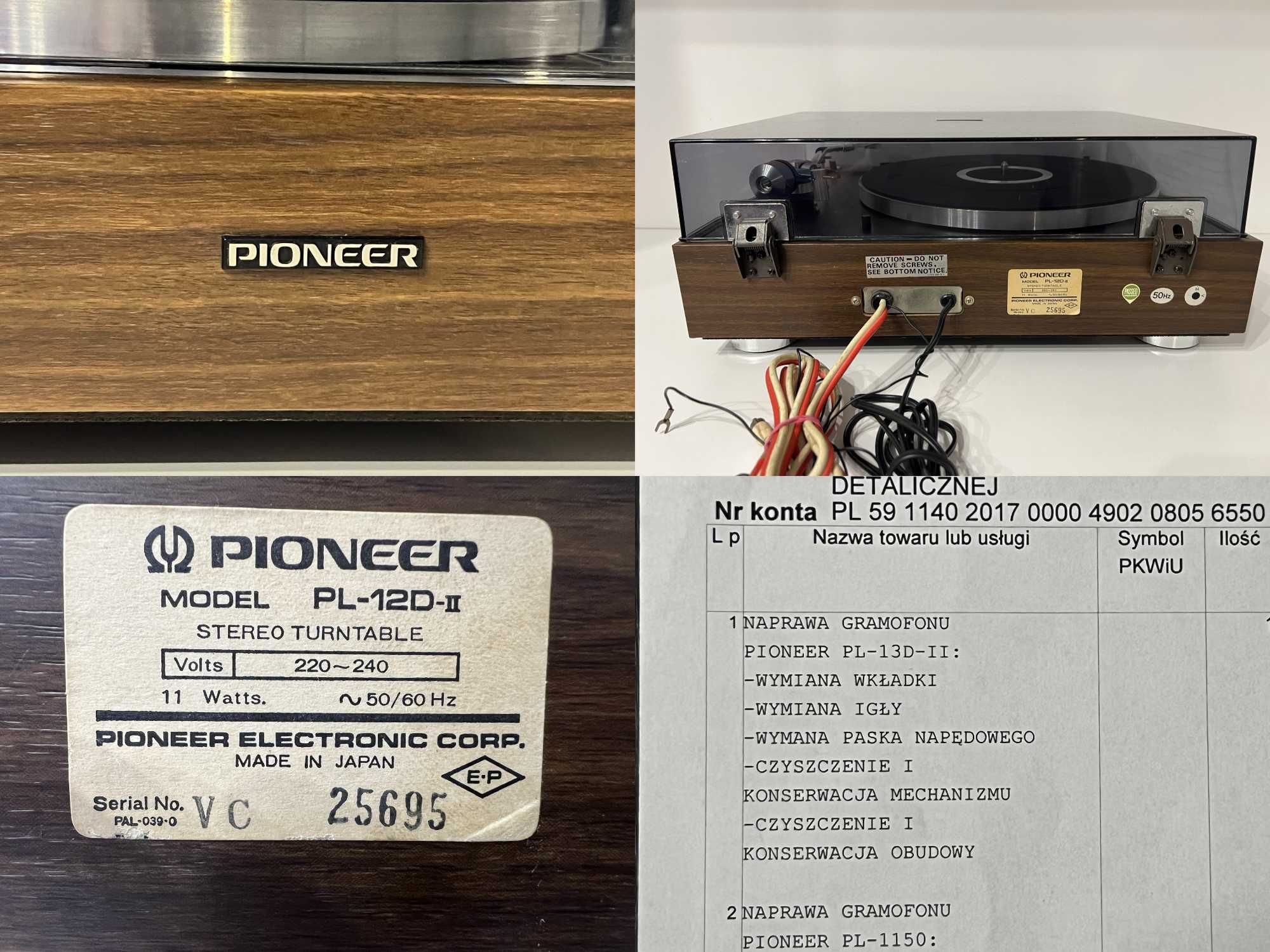 Pioneer PL-12D/KULTOWY/manual/PO SERWISIE/jak nowy/GABINET