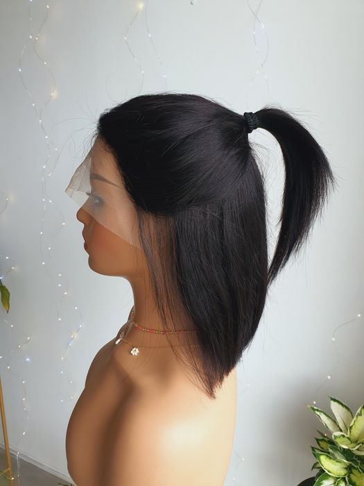 Peruka z włosów naturalnych lace front Monika czarne włosy