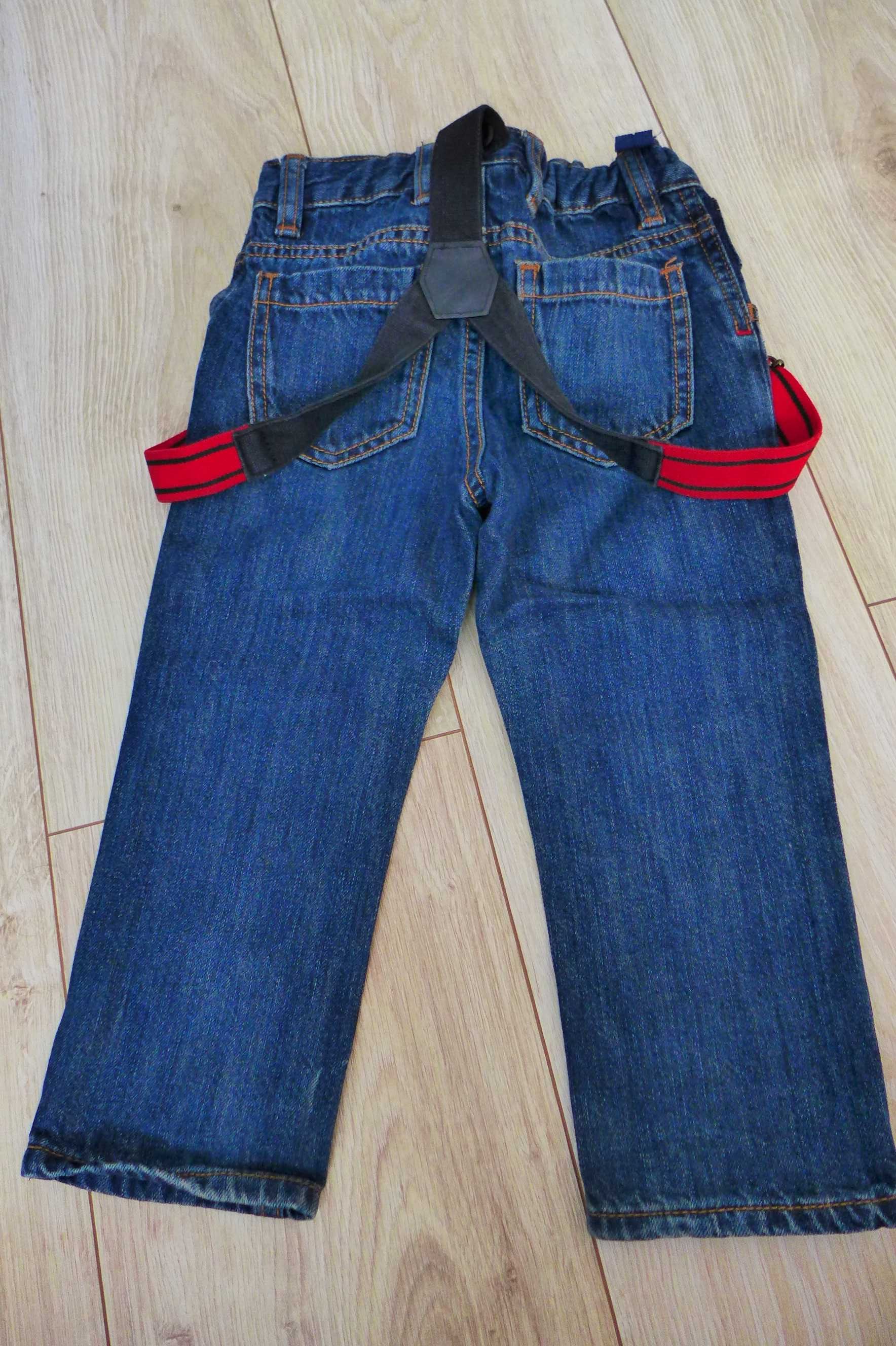 Spodnie, jeansy z szelkami 86 - 92