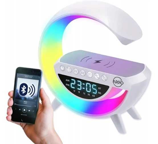 Lampa SMARTLED RGB, głośnik Bluetooth, budzik, zegar, radio.