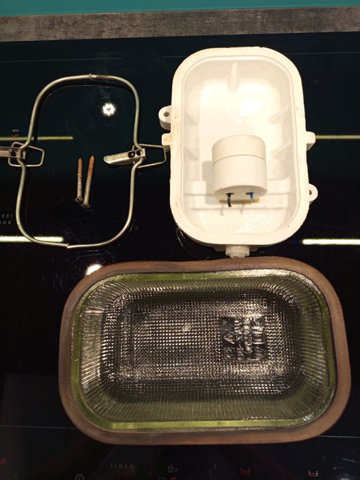 Lampa oprawa kanałowa, przemysłowa OPKZ-60 loft, PRL