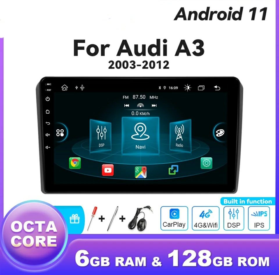 Rádio Android 10 Audi A3 8p WiFi Bluetooth GPS USB Mirror Link etc...