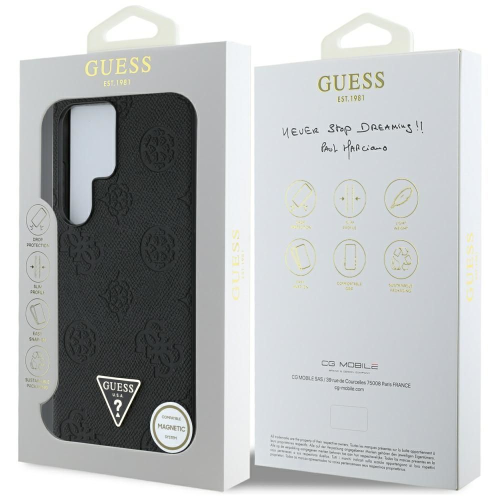 Etui Guess Grained Hot Logo MagSafe do Samsung Galaxy S25 Ultra czarny