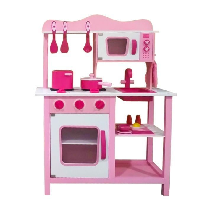 Drewniana kuchnia dla dziewczynki dla dziecka dzieci różowa ŚLICZNA !