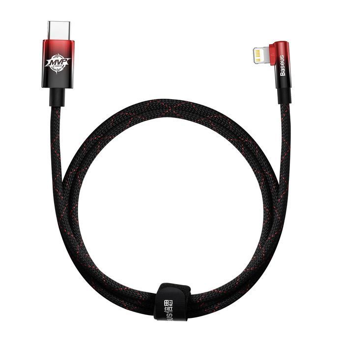 Baseus kątowy kabel z bocznym wtykiem USB Typ C / Lightning 1m 20W